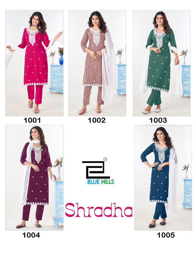 Shradha By Blue Hills Rayon Designer Kurti With Bottom Dupatta Wholesale Price In Surat
